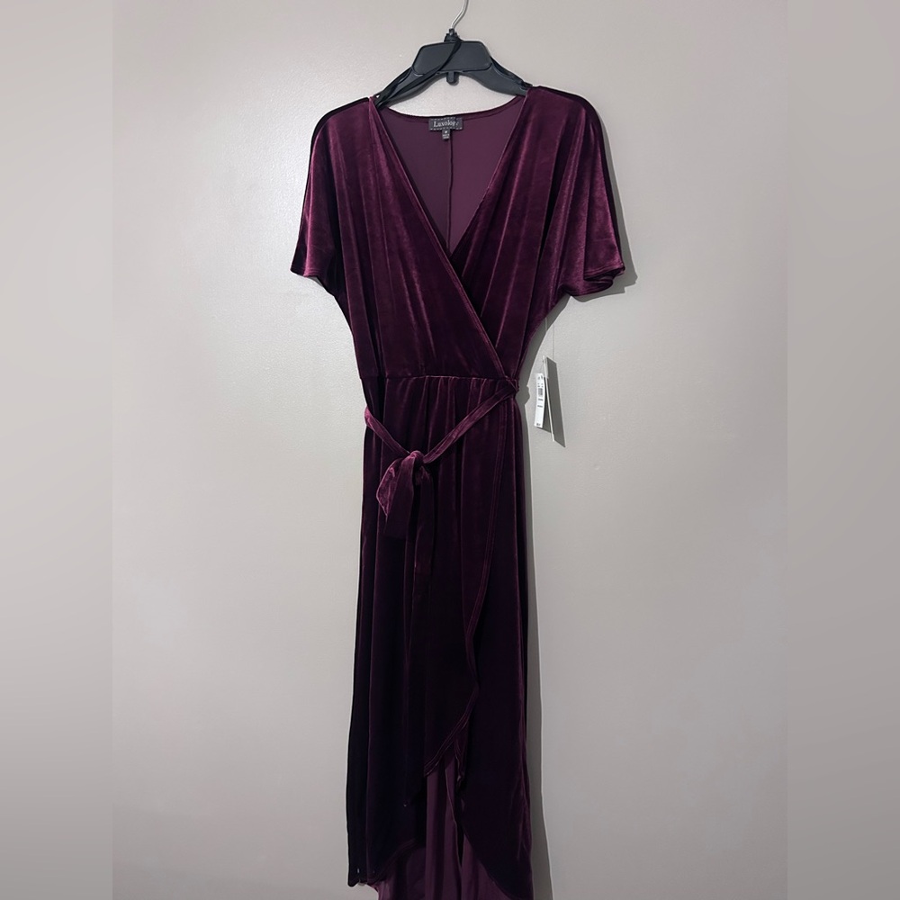 Elegant Velvet Dress in Deep Purple Burgundy Medium new with tags